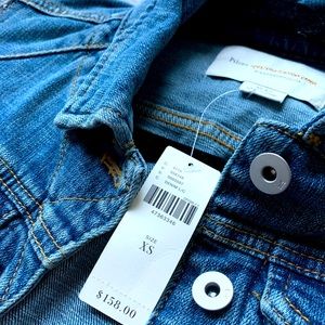 Cute jean jacket with wool sleeves, brand new